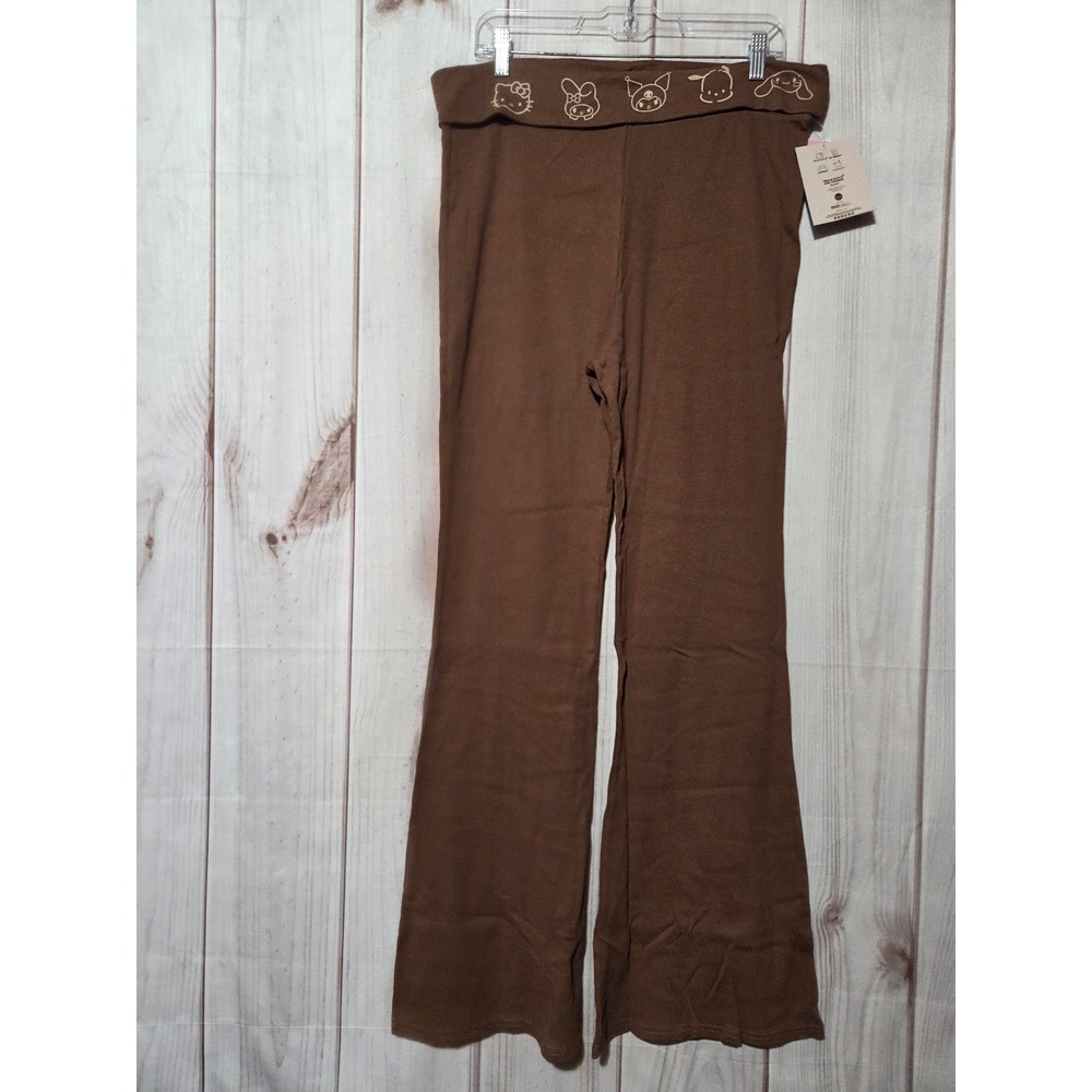 Sanrio Hello Kitty and Friends Brown Ribbed Flare Pants Women 1X Plus New
